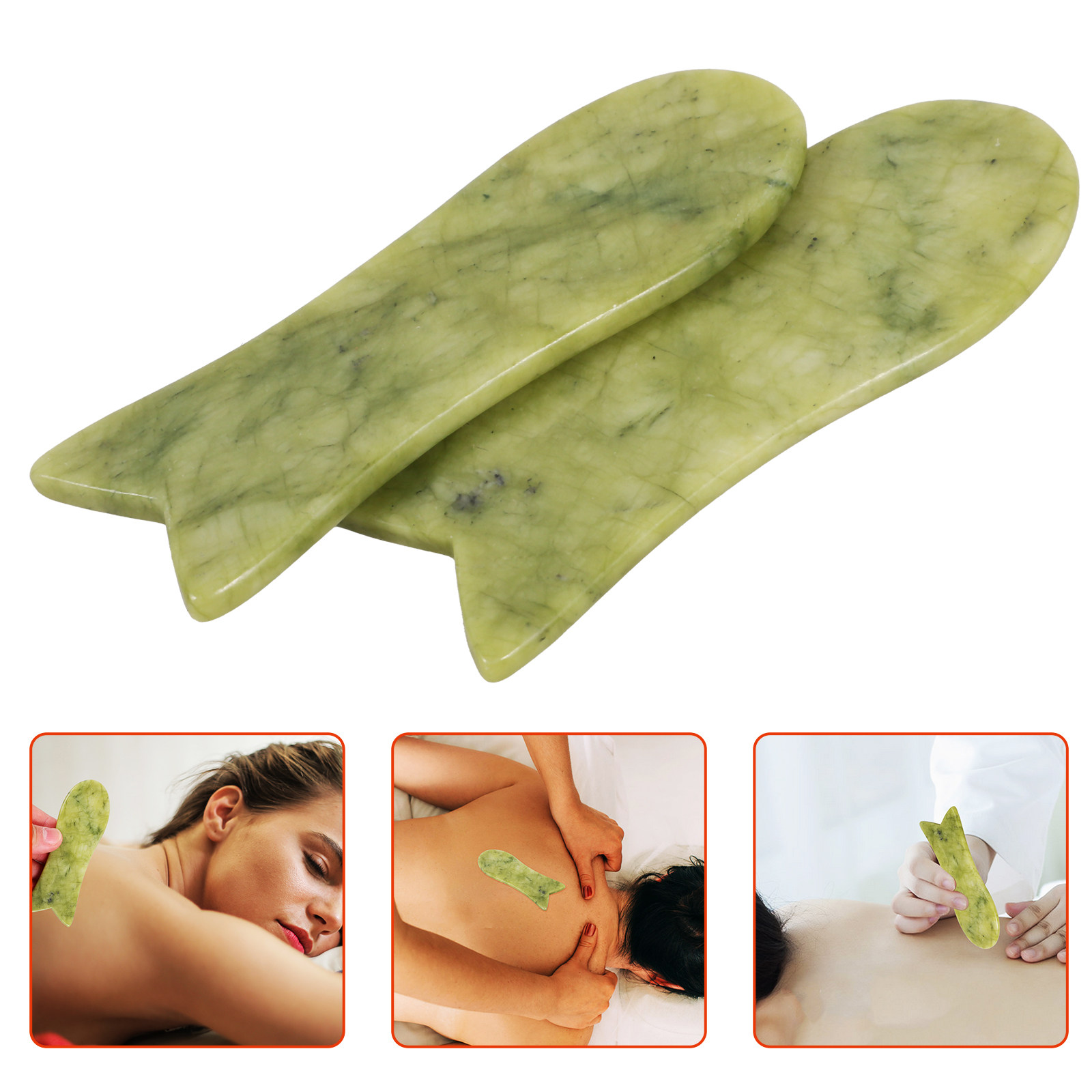 Relax - Spa & Wellness - 2Pcs Natural Jade Gua Sha Scraping