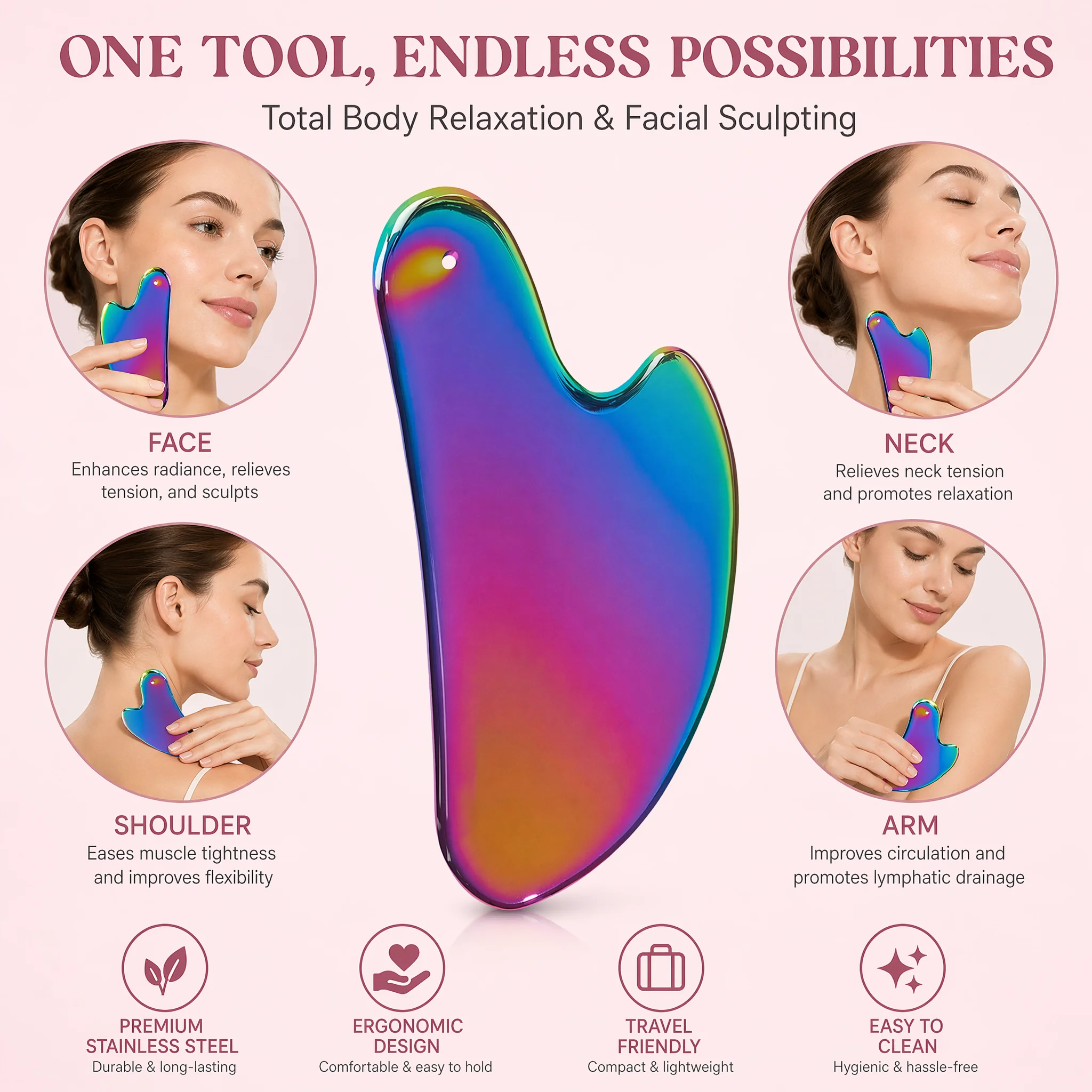 1Pcs Stainless Steel Gua Sha B - огляд і ціна Relax - Spa & Wellness